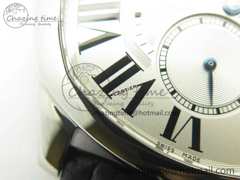 Drive de Cartier SS GSF 1:1 Best Edition White Textured Dial on Black Leather Strap A23J Premium 6188
