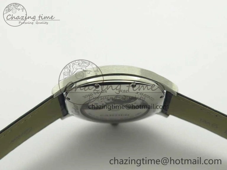 Drive de Cartier SS GSF 1:1 Best Edition White Textured Dial on Black Leather Strap A23J Premium 6188