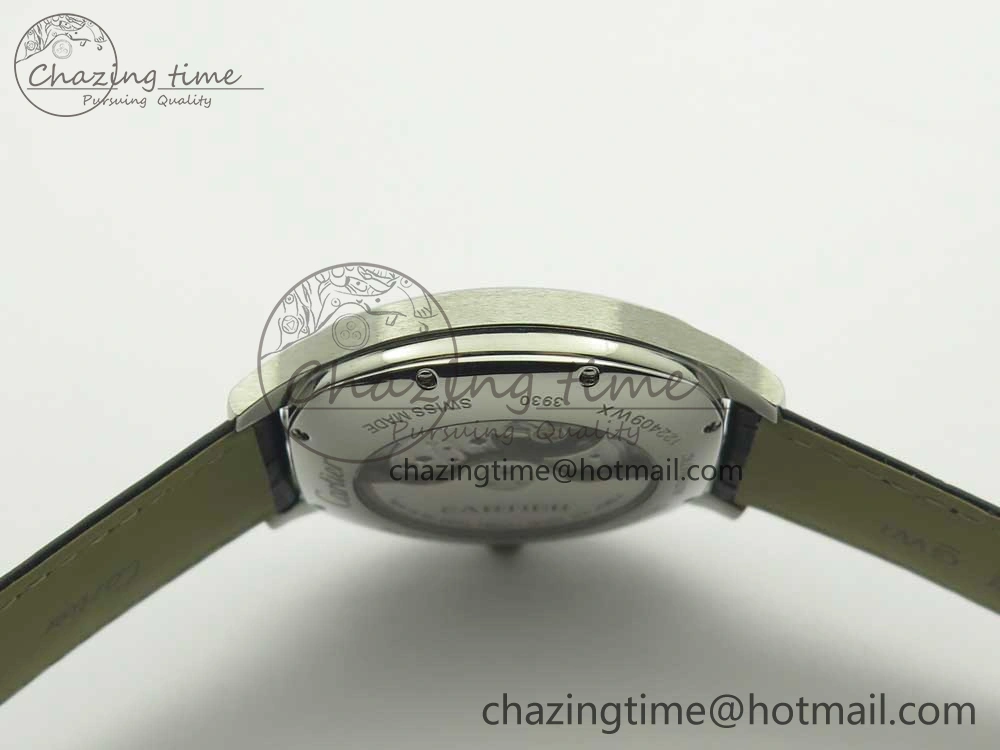 Drive de Cartier SS GSF 1:1 Best Edition White Textured Dial on Black Leather Strap A23J Premium 6188