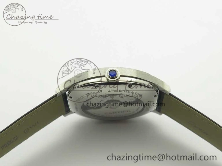 Drive de Cartier SS GSF 1:1 Best Edition White Textured Dial on Black Leather Strap A23J Premium 6188