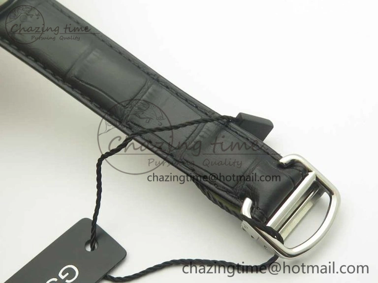 Drive de Cartier SS GSF 1:1 Best Edition White Textured Dial on Black Leather Strap A23J Premium 6188