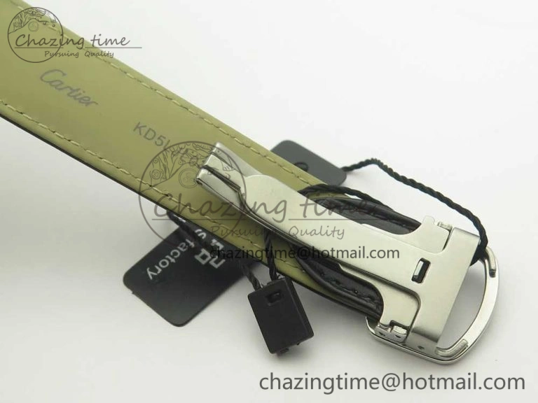 Drive de Cartier SS GSF 1:1 Best Edition White Textured Dial on Black Leather Strap A23J Premium 6188