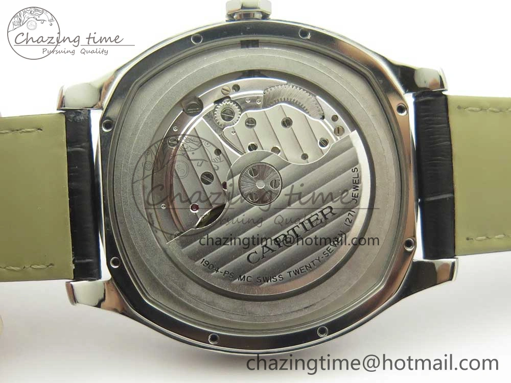 Drive de Cartier SS GSF 1:1 Best Edition White Textured Dial on Black Leather Strap A23J Premium 6188