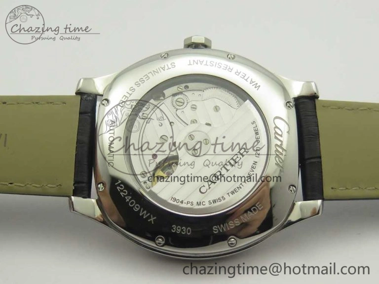 Drive de Cartier SS GSF 1:1 Best Edition White Textured Dial on Black Leather Strap A23J Premium 6188