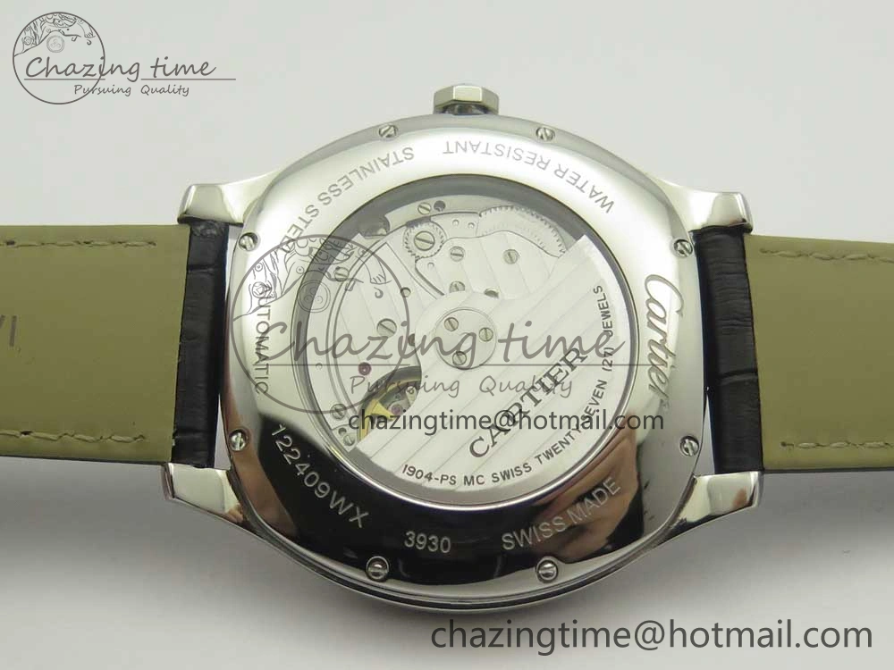 Drive de Cartier SS GSF 1:1 Best Edition White Textured Dial on Black Leather Strap A23J Premium 6188