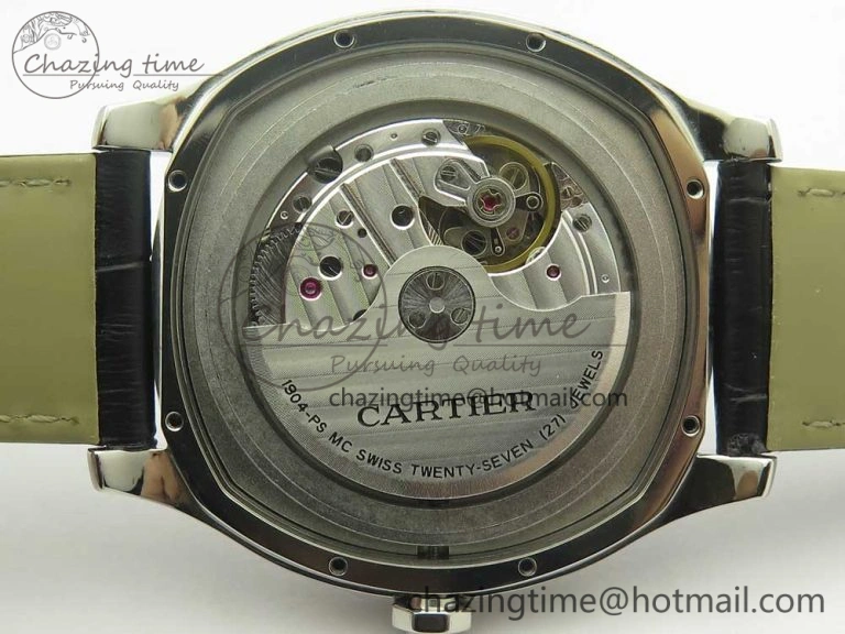 Drive de Cartier SS GSF 1:1 Best Edition White Textured Dial on Black Leather Strap A23J Premium 6188