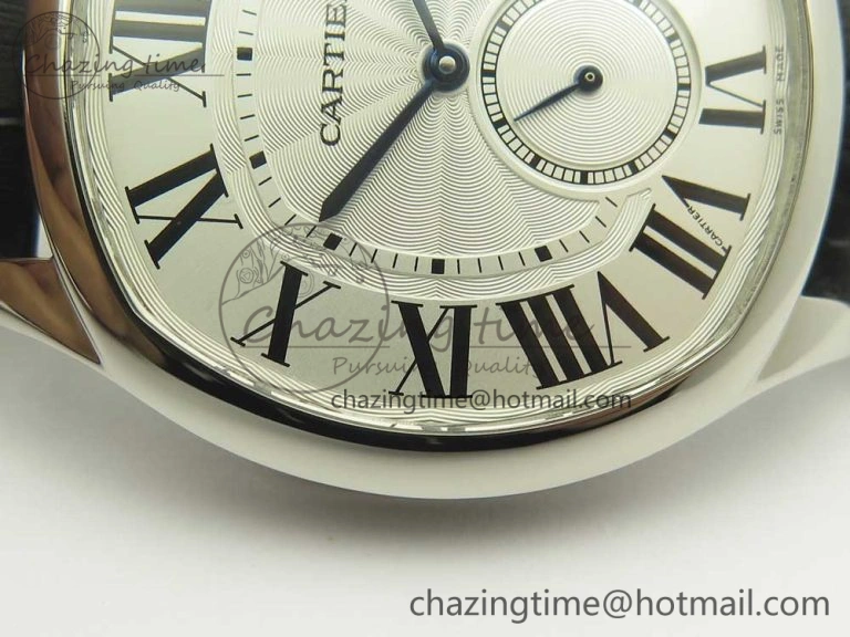 Drive de Cartier SS GSF 1:1 Best Edition White Textured Dial on Black Leather Strap A23J Premium 6188