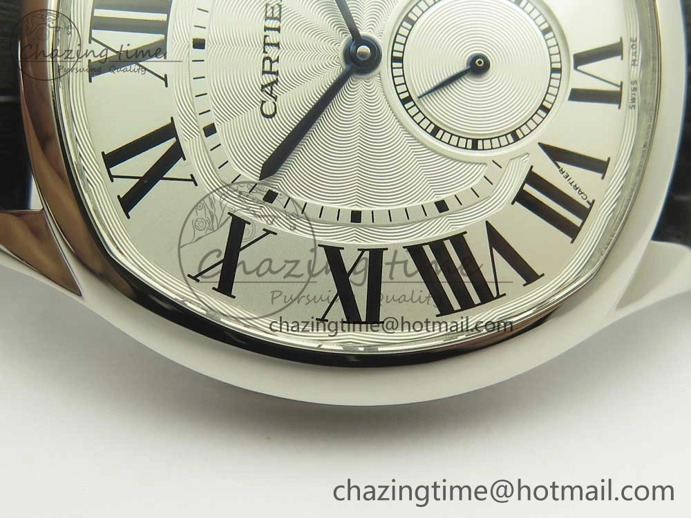 Drive de Cartier SS GSF 1:1 Best Edition White Textured Dial on Black Leather Strap A23J Premium 6188