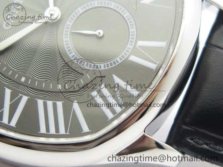 Drive de Cartier SS TF 1:1 Best Edition Gray Textured Dial On Black Leather Strap A23J BestValue 6277