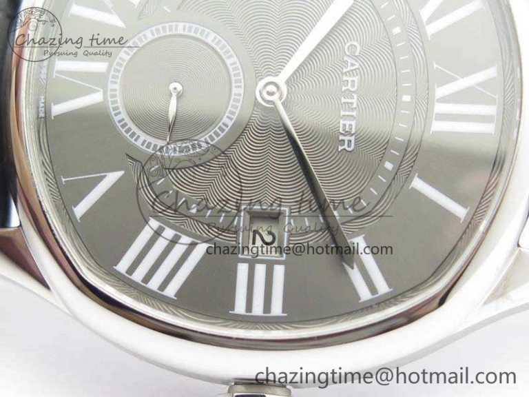 Drive de Cartier SS TF 1:1 Best Edition Gray Textured Dial On Black Leather Strap A23J BestValue 6277