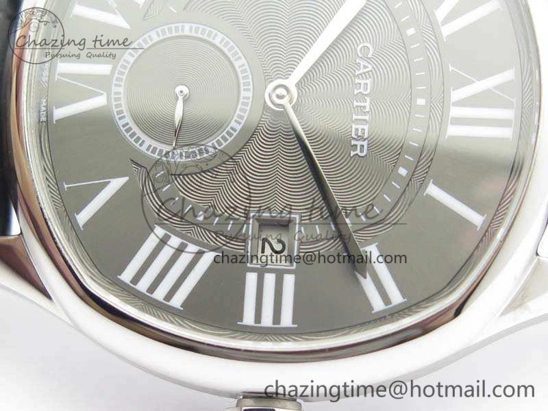 Drive de Cartier SS TF 1:1 Best Edition Gray Textured Dial On Black Leather Strap A23J BestValue 6277