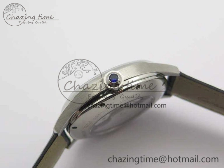 Drive de Cartier SS TF 1:1 Best Edition Gray Textured Dial On Black Leather Strap A23J BestValue 6277