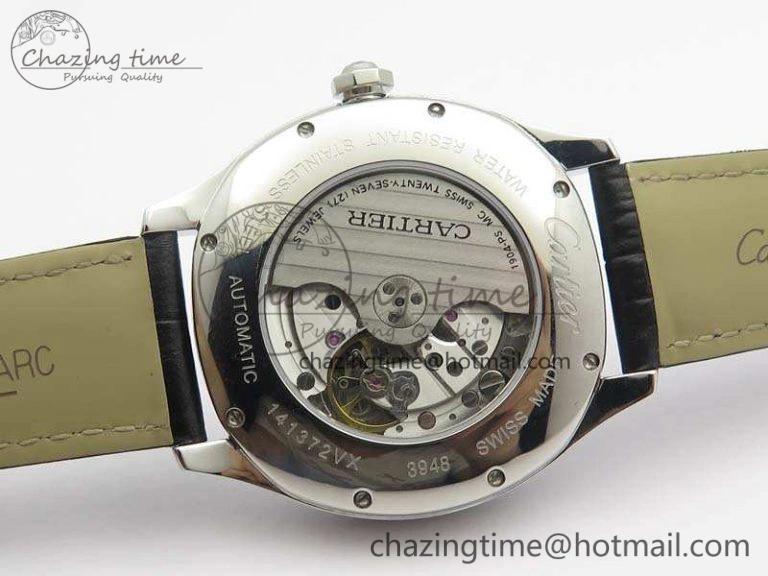 Drive de Cartier SS TF 1:1 Best Edition Gray Textured Dial On Black Leather Strap A23J BestValue 6277