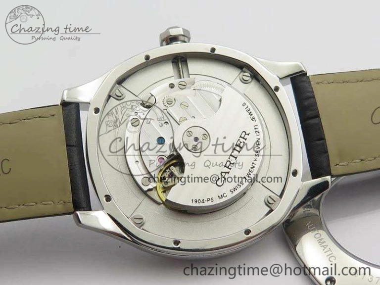 Drive de Cartier SS TF 1:1 Best Edition Gray Textured Dial On Black Leather Strap A23J BestValue 6277
