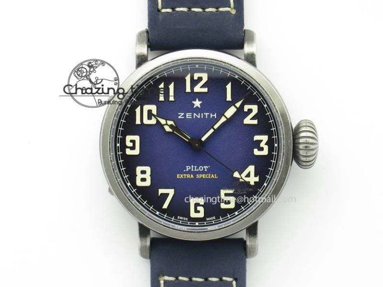 SportInspired El Primero Chrono SS AXF Black Dial on Black Leather Strap A 10045