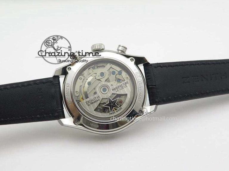SportInspired El Primero Chrono SS AXF Black Dial on Black Leather Strap A 10045