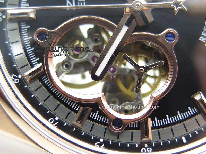 Durable El Primero RG AXF Black Dial on Black Leather Strap Asian Manual Winding Chronograph Movement 10047