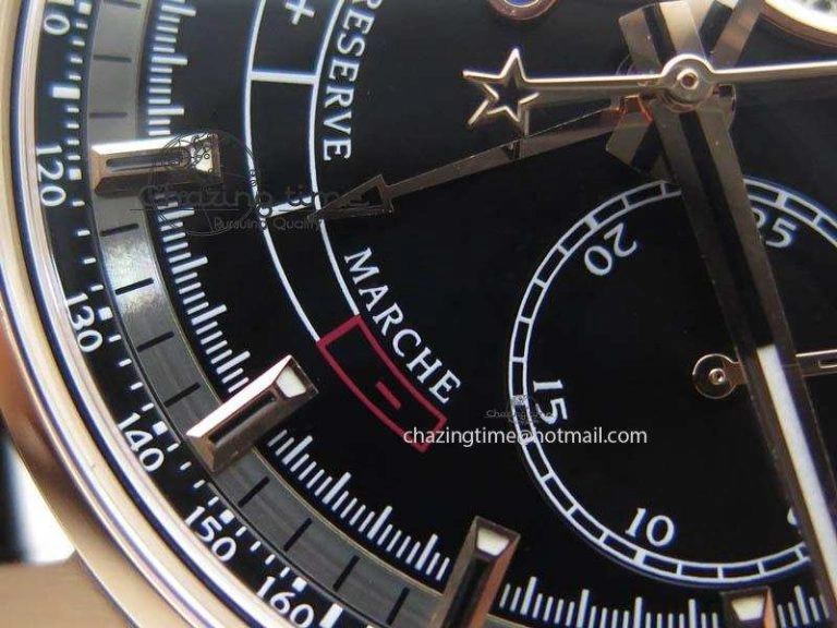 Durable El Primero RG AXF Black Dial on Black Leather Strap Asian Manual Winding Chronograph Movement 10047