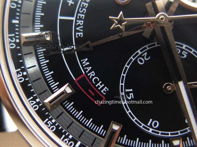 Durable El Primero RG AXF Black Dial on Black Leather Strap Asian Manual Winding Chronograph Movement 10047
