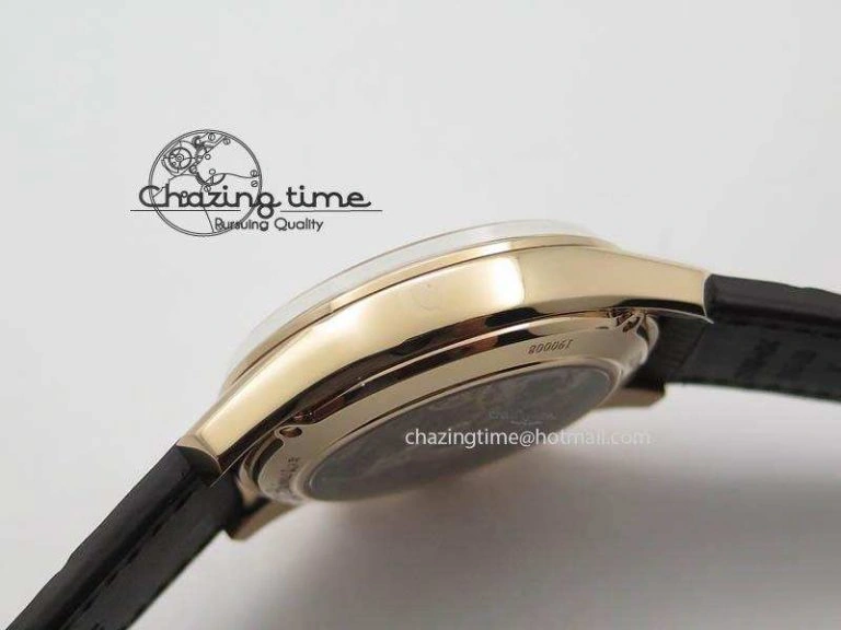 Durable El Primero RG AXF Black Dial on Black Leather Strap Asian Manual Winding Chronograph Movement 10047