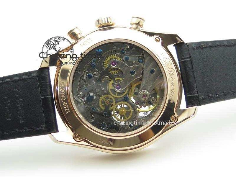 Durable El Primero RG AXF Black Dial on Black Leather Strap Asian Manual Winding Chronograph Movement 10047