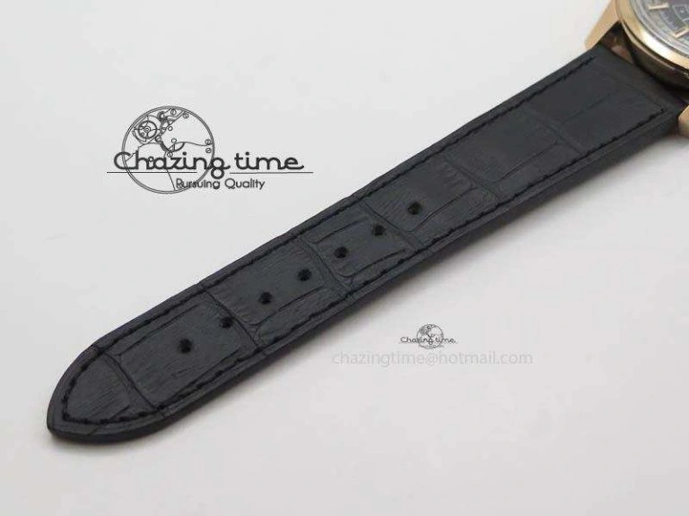 Durable El Primero RG AXF Black Dial on Black Leather Strap Asian Manual Winding Chronograph Movement 10047