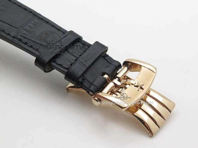 Durable El Primero RG AXF Black Dial on Black Leather Strap Asian Manual Winding Chronograph Movement 10047
