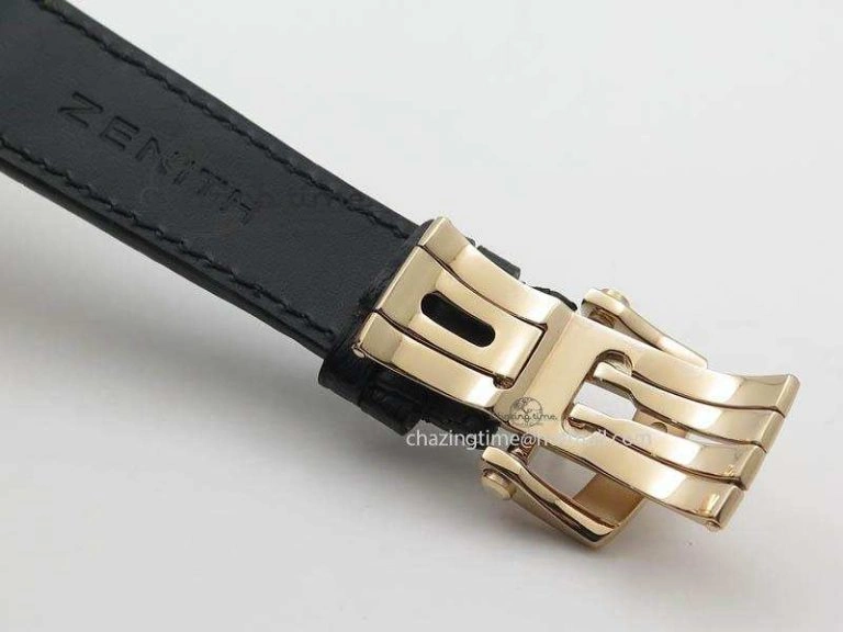 Durable El Primero RG AXF Black Dial on Black Leather Strap Asian Manual Winding Chronograph Movement 10047