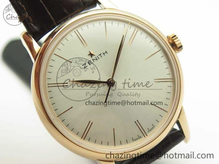 Elite RG LHF 1:1 Best Edition Silver Dial On Leather Strap MIYOTA9015 To Elite Contemporary 10025