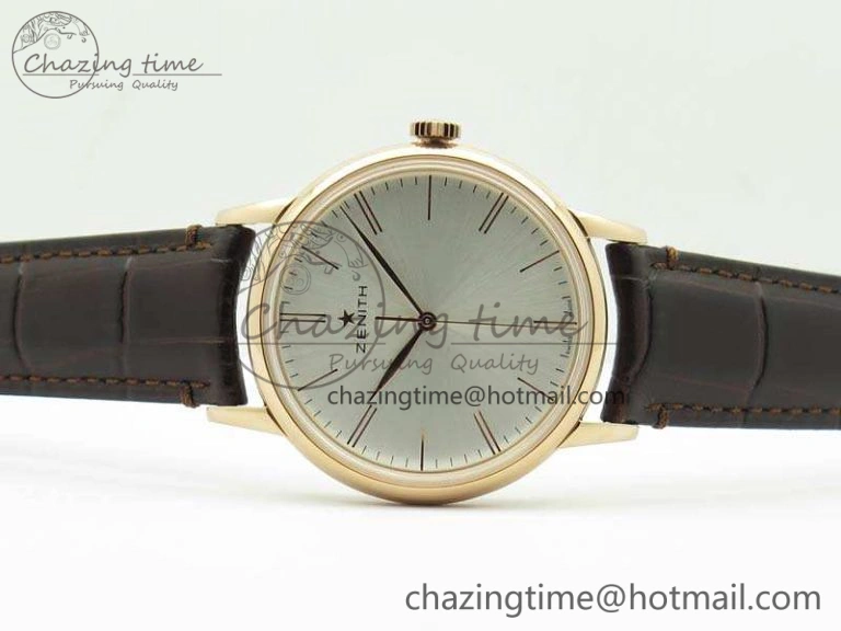 Elite RG LHF 1:1 Best Edition Silver Dial On Leather Strap MIYOTA9015 To Elite Contemporary 10025