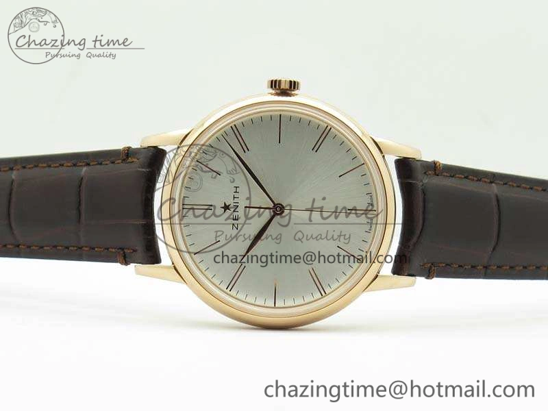 Elite RG LHF 1:1 Best Edition Silver Dial On Leather Strap MIYOTA9015 To Elite Contemporary 10025