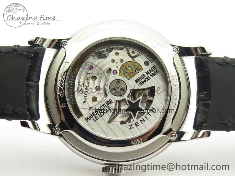 Affordable Elite SS LHF 1:1 Best Edition Silver Dial On Leather Strap MIYOTA9015 To Elite 10026