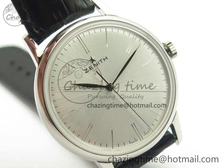 Affordable Elite SS LHF 1:1 Best Edition Silver Dial On Leather Strap MIYOTA9015 To Elite 10026