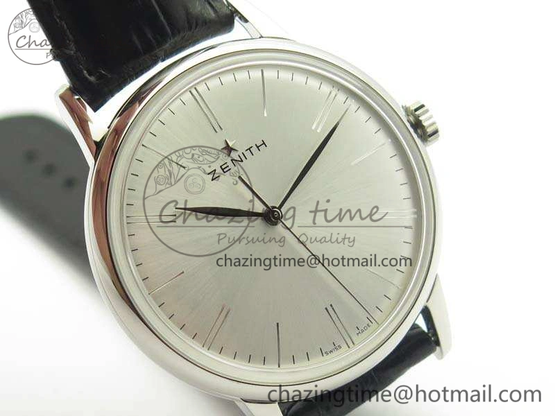 Affordable Elite SS LHF 1:1 Best Edition Silver Dial On Leather Strap MIYOTA9015 To Elite 10026