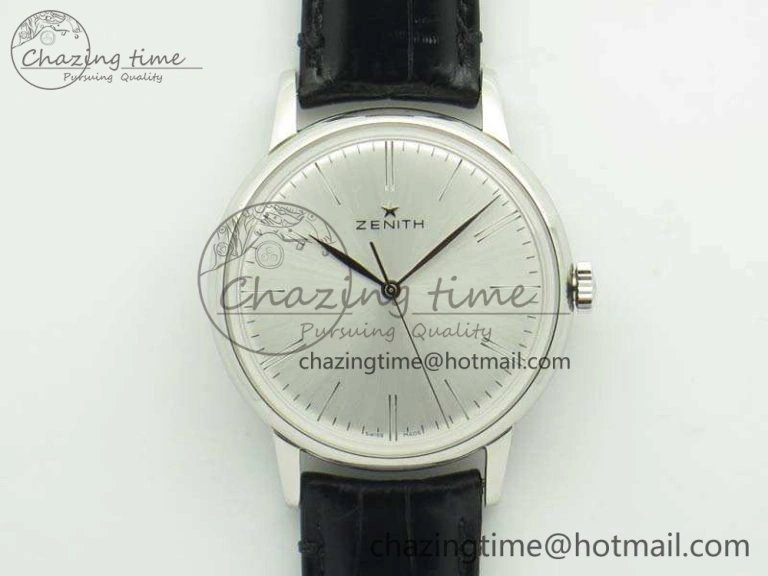 Affordable Elite SS LHF 1:1 Best Edition Silver Dial On Leather Strap MIYOTA9015 To Elite 10026