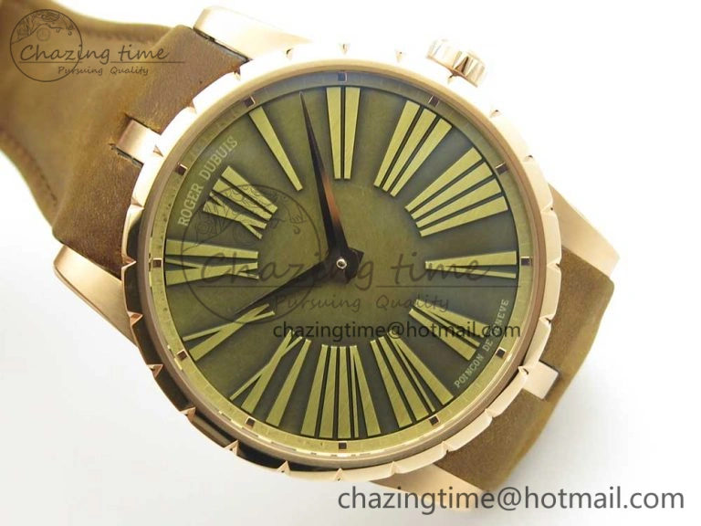AllSeason Excalibur 42mm Dbex0050 RG RDF 1:1 Best Edition Brown Dial on Brown Leather Strap A830 (Micro Rotor) 9608
