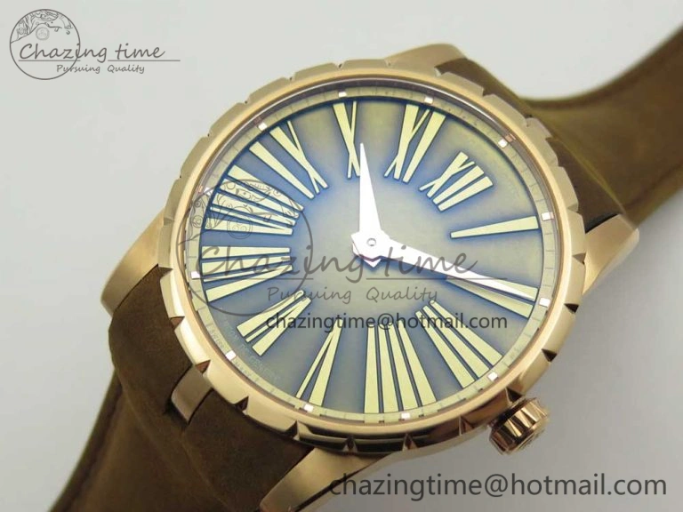 AllSeason Excalibur 42mm Dbex0050 RG RDF 1:1 Best Edition Brown Dial on Brown Leather Strap A830 (Micro Rotor) 9608