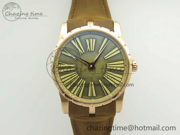 AllSeason Excalibur 42mm Dbex0050 RG RDF 1:1 Best Edition Brown Dial on Brown Leather Strap A830 (Micro Rotor) 9608