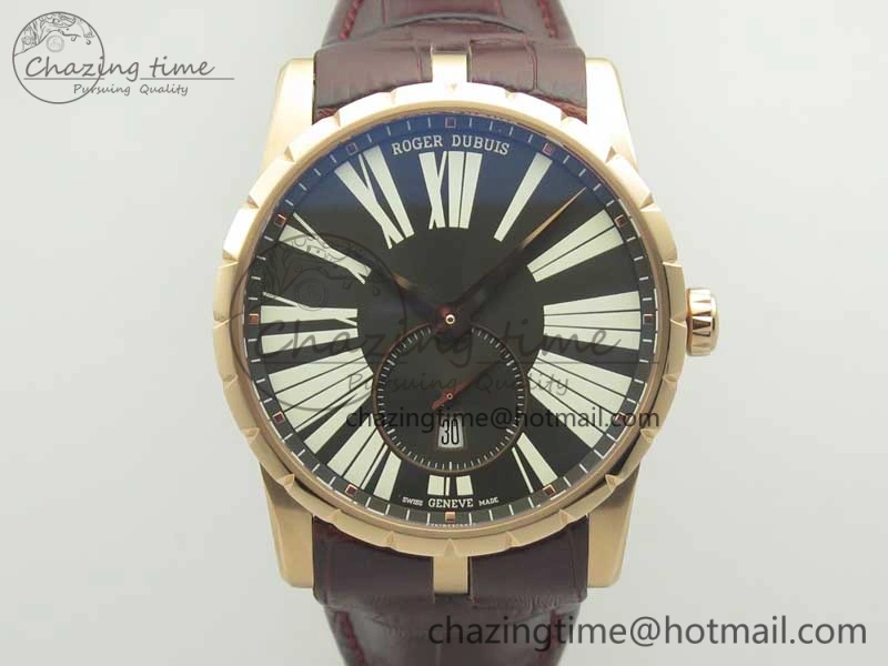 Excalibur 42mm Dbex0536 RG RDF 1:1 Best Edition Gray Dial on Brown Leather Strap A SoftTouch 9612