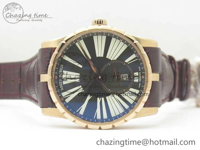 Excalibur 42mm Dbex0536 RG RDF 1:1 Best Edition Gray Dial on Brown Leather Strap A SoftTouch 9612