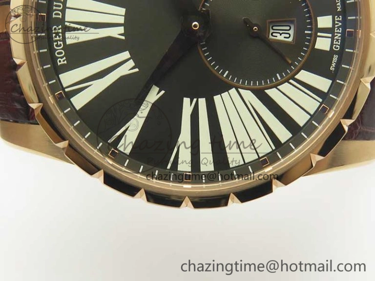 Excalibur 42mm Dbex0536 RG RDF 1:1 Best Edition Gray Dial on Brown Leather Strap A SoftTouch 9612
