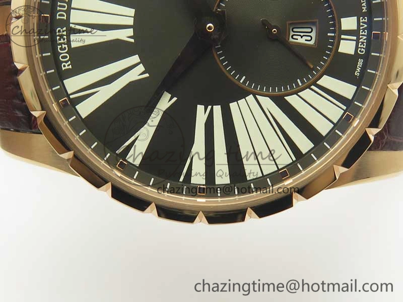 Excalibur 42mm Dbex0536 RG RDF 1:1 Best Edition Gray Dial on Brown Leather Strap A SoftTouch 9612