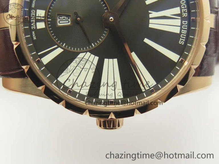 Excalibur 42mm Dbex0536 RG RDF 1:1 Best Edition Gray Dial on Brown Leather Strap A SoftTouch 9612