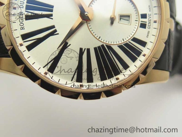 TechFriendly Excalibur 42mm Dbex0536 RG RDF 1:1 Best Edition Silver Dial on Black Leather Strap A 9614