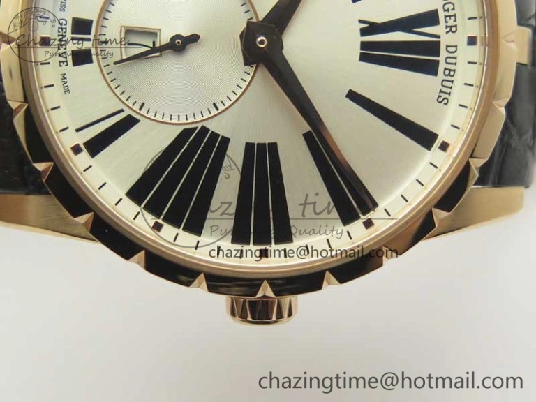TechFriendly Excalibur 42mm Dbex0536 RG RDF 1:1 Best Edition Silver Dial on Black Leather Strap A 9614