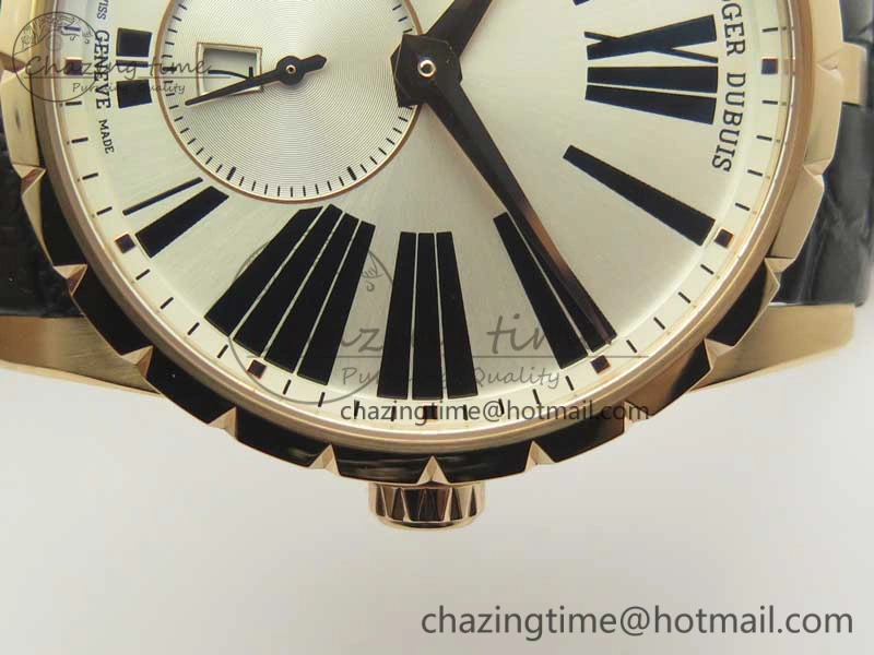 TechFriendly Excalibur 42mm Dbex0536 RG RDF 1:1 Best Edition Silver Dial on Black Leather Strap A 9614
