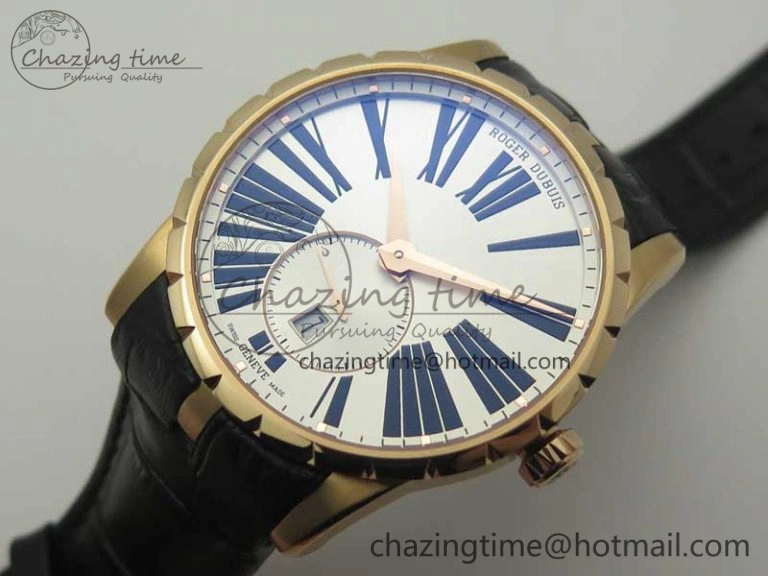 TechFriendly Excalibur 42mm Dbex0536 RG RDF 1:1 Best Edition Silver Dial on Black Leather Strap A 9614