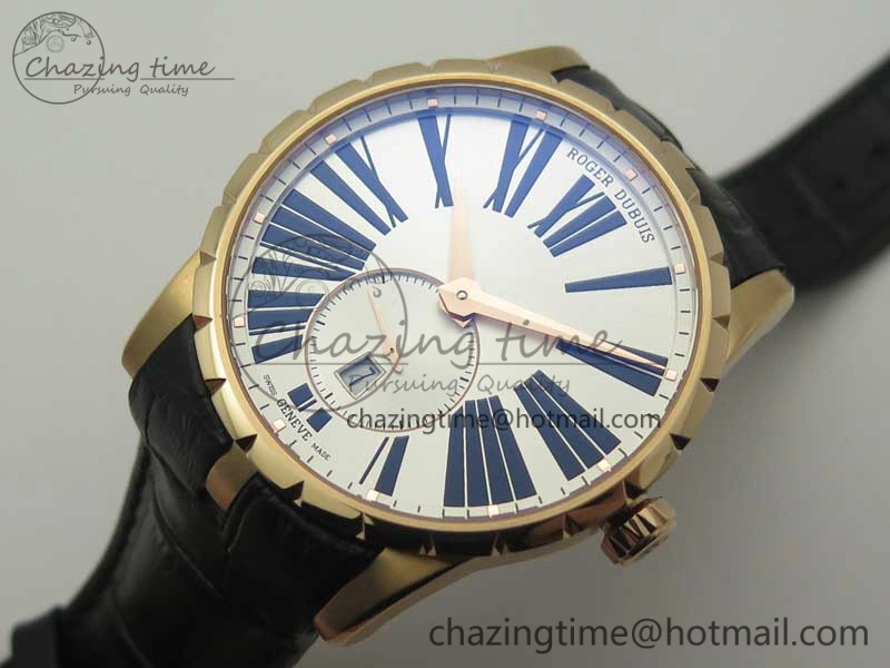 TechFriendly Excalibur 42mm Dbex0536 RG RDF 1:1 Best Edition Silver Dial on Black Leather Strap A 9614