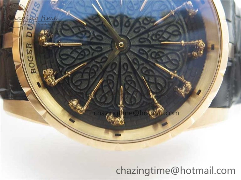 Soft Excalibur Knights of the Round Table II RG ZF Best Edition Black Dial on Black Leather Strap MIYOTA 9606