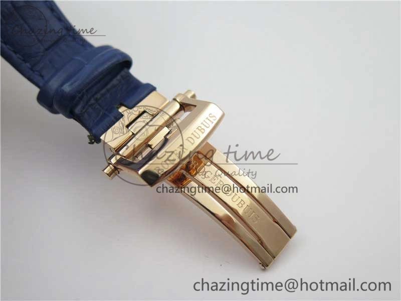 Excalibur Knights of the Round Table II RG ZZF Blue Gold Crystal Dial on Black Leather Strap MIYOTA ZeroBulk 9595